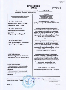 Приложение к свидетельству о признании изготовителя РМРС