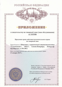 Приложение к Свидетельству на товарный знак № 173665 